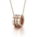 Collier élégant avec pendentif cylindre en or rose et cristaux sur chaîne torsadée - Or Rose (KN111223-GC)