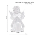 Escultura decorativa de ángel rezando en resina blanca, altura 21cm y un peso de 550g - Ángel Rezando con las Manos Cruzadas (Blanco)