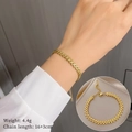 Titanium steel V-shaped gold chain bracelet on model wrist with arrow pattern detail - V-Shape Arrowhead Pattern (T124) / Gold (T124)