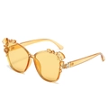 Amber cat eye sunglasses with crystal floral accents and translucent orange frame - Transparent Yellow Frame Yellow Lens