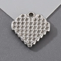 Colgante de corazón en acero pulido con textura de panal para creación de joyas DIY - Corazón de Panal (KLJ8698-Z) / Color Acero