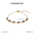 Detail of gold star bracelet with blue rhinestone and product dimensions 180x7mm - Gold (Blue Rhinestone) (KB183087-TJG)