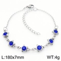 Silver stainless steel star bracelet with blue zircon pendants in 180x7mm size - Steel Color (Blue Rhinestone) (KB183081-TJG)