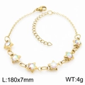 Golden stainless steel star bracelet with multicolor cubic zirconia 180mm x 7mm - Gold (Iridescent Rhinestone) (KB183088-TJG)