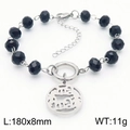Retro Armband mit schwarzen Kristallperlen, MAMA-Anhänger und Karabinerverschluss - Stahlstil (KB183026-TJG)