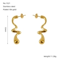 Detail of 53mm twisted gold earrings in 18K plated stainless steel with dimensions - Wave Fluid Style (1521)