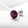 Sparkling purple zircon screw-back cartilage stud earring in polished surgical steel - Purple 6.2MM(A013-7#)