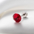 Sparkling red round-cut zircon stud earring with silver titanium steel screw back - Bright Red 6.2MM(A013-8#)