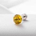 Sparkling yellow cubic zirconia stud earring with screw-back polished titanium steel base - Citrine Yellow 6.2MM(A013-4#)