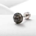 Minimalist silver stud earring with smoke grey zircon and secure screw back closure - Moonlight Transparent Black 6.2MM(A013-16#)