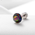 Iridescent candy color zircon stud earring with polished silver titanium steel base - Volcano Aurora 6.2MM(A013-20#)