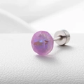 Screw-back titanium steel labret stud with sparkling faceted purple zircon stone - Pink Purple 6.2MM(A013-28#)