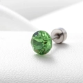 Sparkling emerald green zircon ear stud with silver screw back on white leather texture - Olive Green 6.2MM(A013-13#)