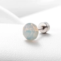 Polished titanium steel ear stud with faceted white opal stone and silver finish - Snow Opal 6.2MM(A013-25#)