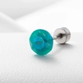 Screw back titanium steel stud earring with a turquoise blue faceted zircon crystal - Cyan Blue 6.2MM(A013-33#)