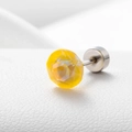 Sparkling yellow cubic zirconia stud earring with screw back made of surgical steel - Bright Yellow 6.2MM(A013-37#)