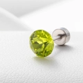 Sparkling screw-back titanium ear stud with a round faceted grass green zircon stone - Bellflower Green 6.2MM(A013-10#)