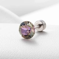 Sparkly iridescent purple zircon ear stud with surgical steel screw back design - Violet Light VL 6.2MM(A013-22#)