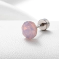 Sparkling light pink cubic zirconia stud earring with polished silver steel base - Pink Opal 6.2MM(A013-26#)