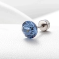 Sparkling blue zircon stud earring with silver screw back and polished titanium steel post - Light Blue 6.2MM(A013-14#)