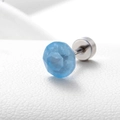 Light blue zircon stud earring with silver titanium steel screw back on white leather - Pale Blue 6.2MM(A013-38#)