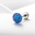 Screw back sparkling blue zircon stud earring with silver titanium steel pins - Deep Blue 6.2MM(A013-31#)