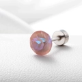 Pink AB crystal cartilage stud earring with rainbow reflections and stainless steel screw back - Pink Aurora 6.2MM(A013-39#)