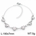 Bracciale a cuore in acciaio inossidabile argento con zirconi trasparenti e chiusura - Argento/Trasparente (KB183071)