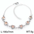 Bracciale a cuore in acciaio inossidabile argento con pietre champagne, 190mm, 5g - Argento/Champagne (KB183073)