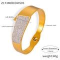 Bracciale rigido in acciaio al titanio dorato con design geometrico e strass lucidi - Stile Geometrico Largo (Z173-Oro)