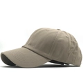 Detalle de gorra de béisbol de sarga de algodón caqui con diseño de seis paneles - Ajustable / Caqui