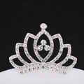 Princess silver lotus crown headband for girls featuring sparkly crystal rhinestones - White Plated 5