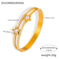 Double-layer gold plated titanium steel bangle featuring two cz star accents - Double Layer Star Style (Z021) / Gold