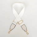 Adjustable white canvas bag strap with elegant gold metal hooks for cross-body bags - White / Silver