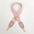 Detail of pink adjustable fabric shoulder strap with premium gold metal hooks - Pink / Silver