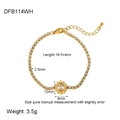 Dettaglio del bracciale tennis in acciaio placcato oro 18k con ciondolo in zircone - DFB114WH-Stile Sole Ovale Dorato Zircone Bianco
