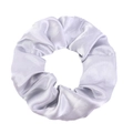 Elegant lilac satin oversized scrunchie hair tie with silk texture and pearlescent finish - Gray