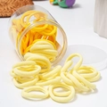 Pack of 50 elastic seamless hair ties in yellow candy colors and cylindrical container - Yellow Duo (50Pcs Jar)
