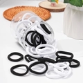 Black and white high-elasticity hair ties set with a transparent cylindrical storage jar - Black & White Duo (50Pcs Jar)