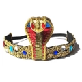 Detail of Egyptian cobra headpiece with golden braid, red sequins and faux gemstones - Gold (Gemstone Cobra)