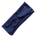Elastic navy blue milk silk headband with twisted knot for yoga and fitness sports - Navy Blue