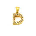 Macro shot of gold letter D pendant featuring clear zircon inlay and metallic shine - Rhinestone D (ZP1033G-D)