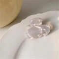 Small acetate hair claw clip with cream pearl marble texture for elegant hairstyles - Grey White Cloud Pattern