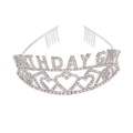 Corona di compleanno BIRTHDAY GIRL in strass argento con cuori e pettini laterali - Taglia unica / Corona Singola Bianco Argento