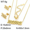 Set gioielli Mama in acciaio al titanio dorato con strass luccicanti collana e orecchini - Set da 2 Pezzi Oro (Collana+Orecchini)