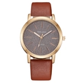 Elegante Damen-Quarzuhr mit braunem Lederarmband und goldfarbenem strukturiertem Zifferblatt - Kaffeebraun