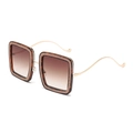 Chic tortoiseshell square sunglasses with glitter edges and wavy gold metal temples - Tortoiseshell Frame Gradient Tea
