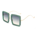 Elegant green glitter square sunglasses with gold metal temples and gradient lenses - Green Frame Yellow-Green