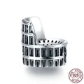 925 sterling silver Roman Colosseum charm with oxidized vintage finish for DIY bracelets - Colosseum Rome