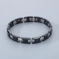 Men's two-tone magnetic tungsten steel link bracelet in black and silver colors - Black and Silver (KB186833-TS) / 10mm x 23cm